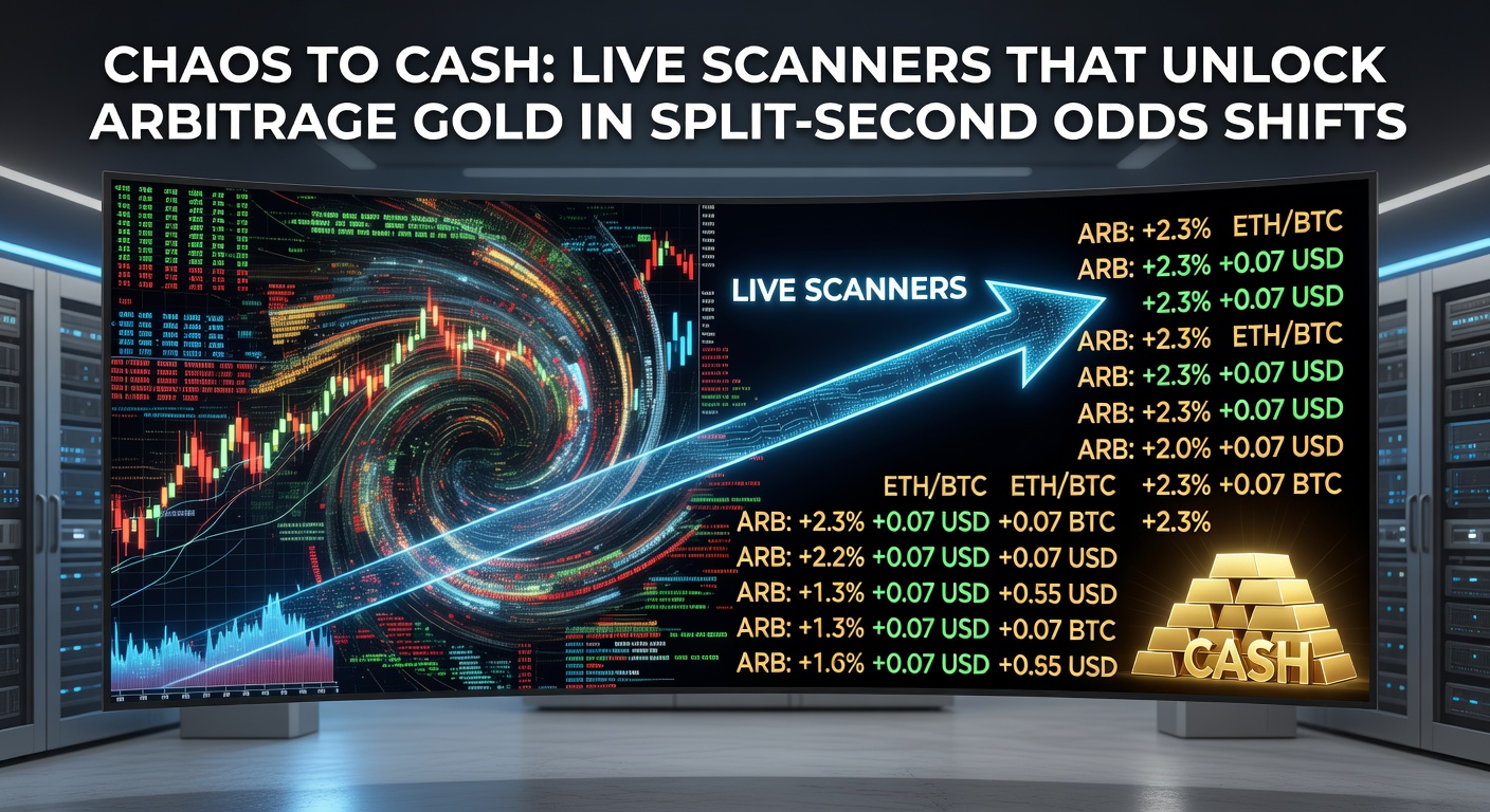 Digital dashboard displaying real-time odds fluctuations across multiple sportsbooks during a live soccer match, highlighting arbitrage opportunities in green highlights