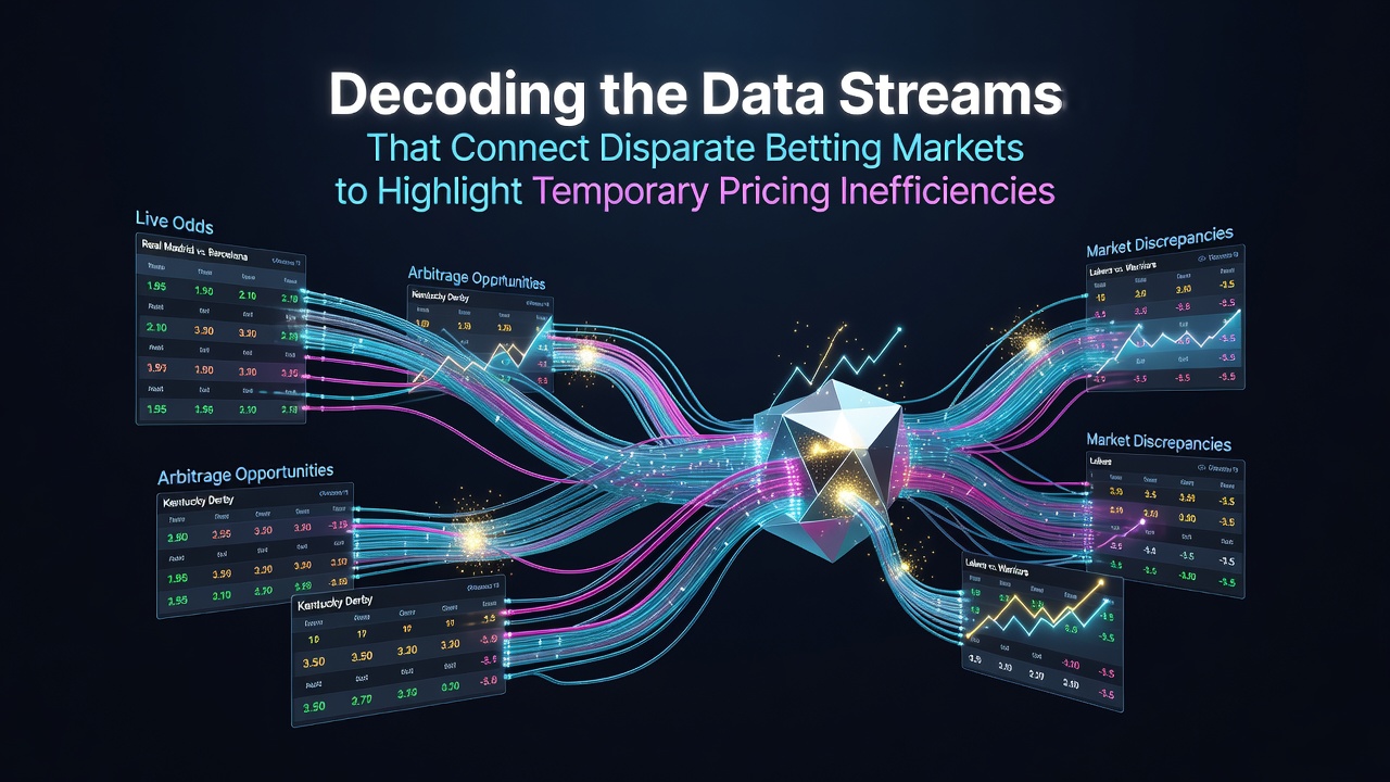 Data visualization showing interconnected betting market streams and odds fluctuations across global exchanges