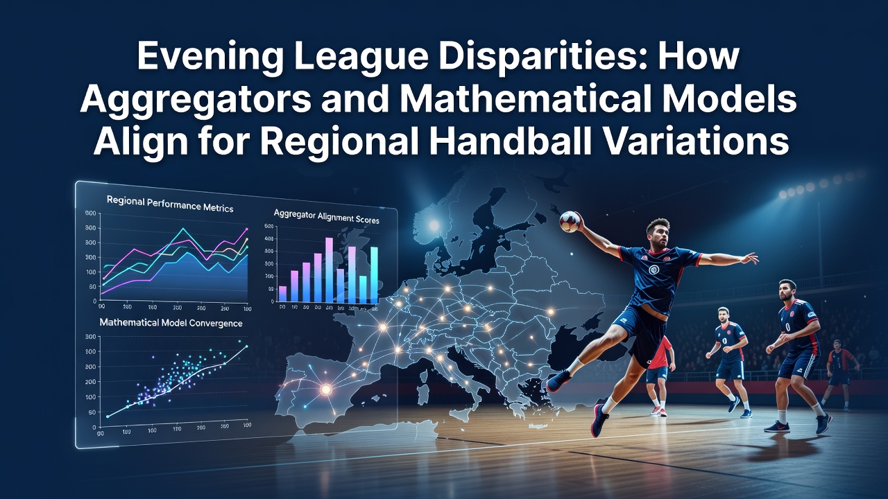 Data visualization showing regional handball league statistics aligned by mathematical models and aggregators
