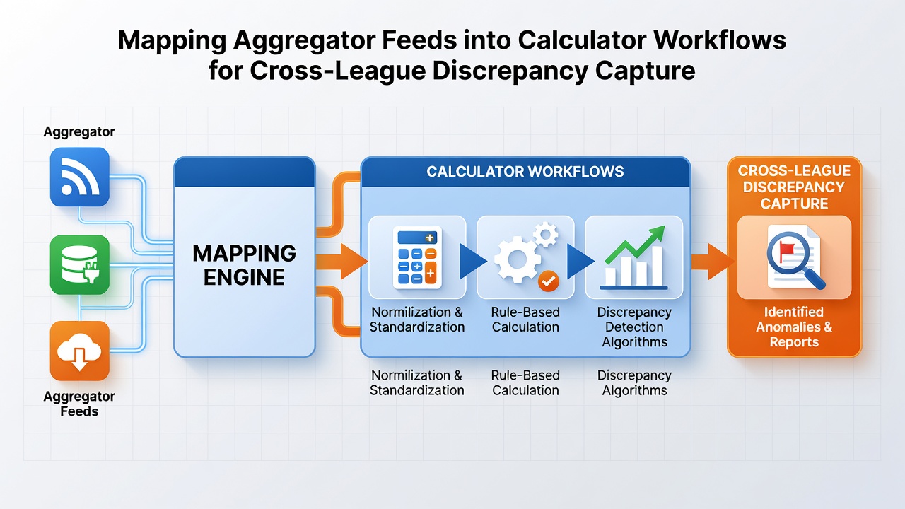 Screenshot of calculator dashboard displaying mapped aggregator feeds and cross-league discrepancy alerts
