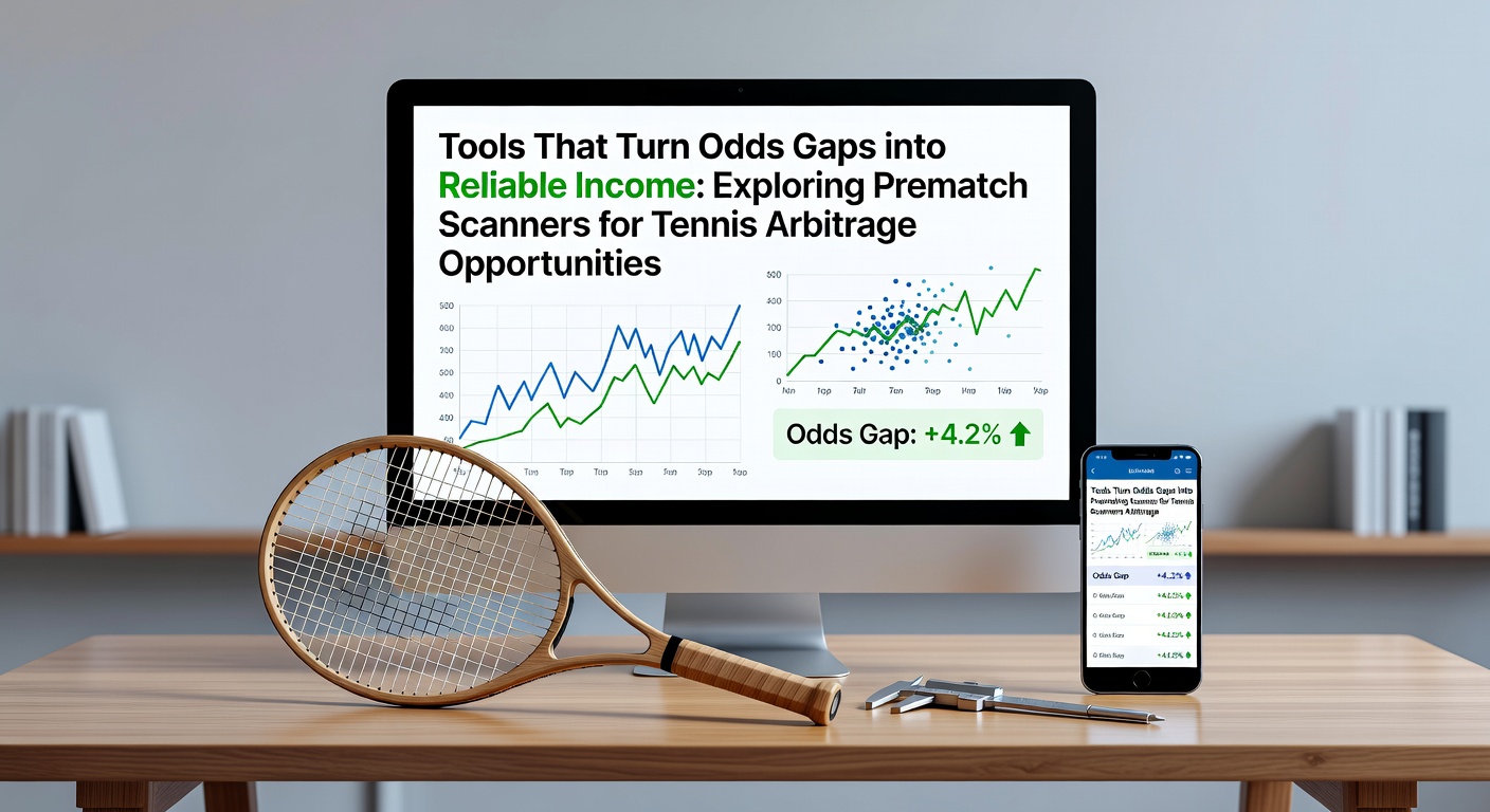 Screenshot of a prematch scanner interface displaying tennis arbitrage opportunities across multiple bookmakers, highlighting odds discrepancies for an upcoming ATP match